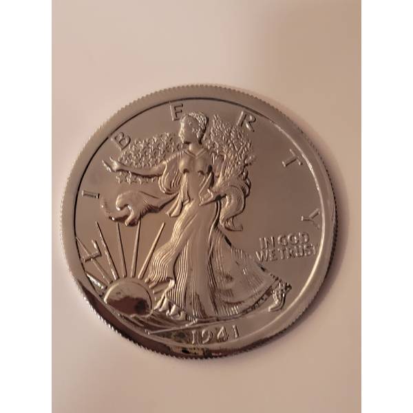 Jumbo 3 inch Walking Liberty Chrome Dollar Trick