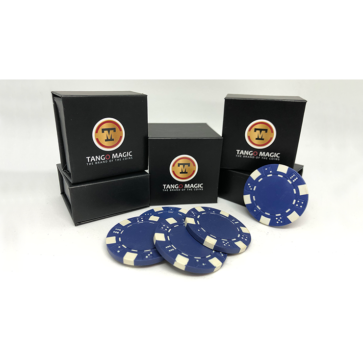 Expanded Shell Poker Chip Blue plus 4 Regular Chips (PK001B) by Tango Magic Trick
