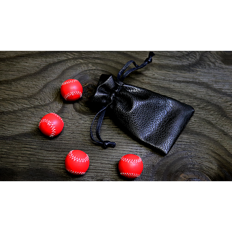 Set of 4 Leather Balls for Cups and Balls (Red) by Leo Smetsers Trick