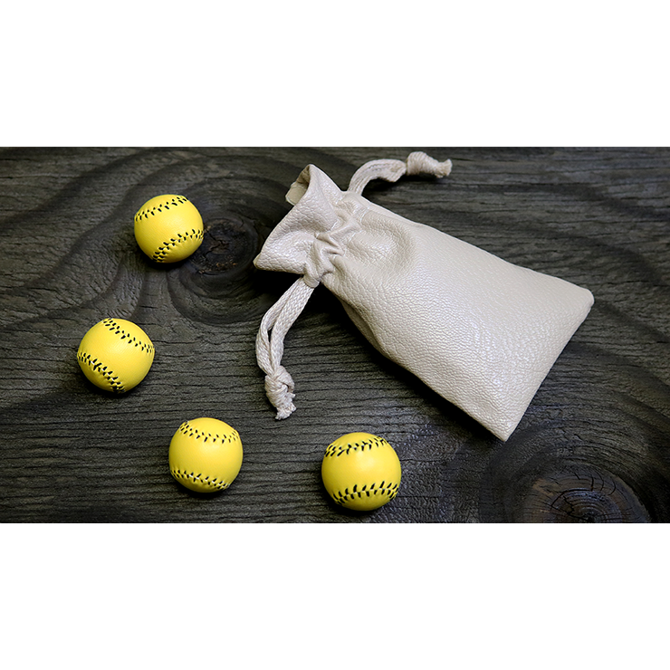 Set of 4 Leather Balls for Cups and Balls (Yellow) by Leo Smetsers Trick