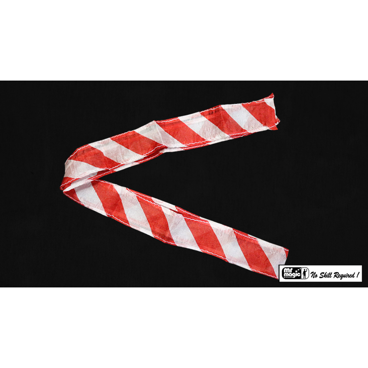 Thumb Tip Streamer Zebra 3 (Red and White) by Mr. Magic Trick