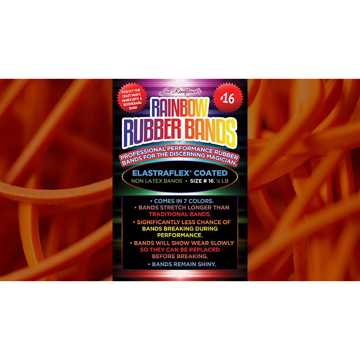 Joe Rindfleischs SIZE 16 Rainbow Rubber Bands (Daniel Garcia Orange Pack ) by Joe Rindfleisch Trick